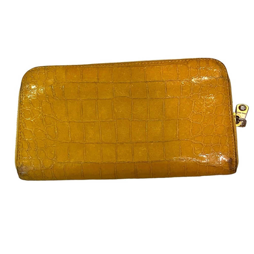 Miu Miu yellow leather croc embossed zippy zip around Long wallet - Picture 6 of 16